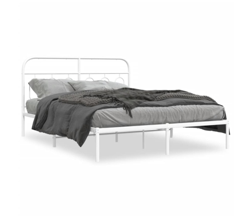 Estructura cama sin colchón con cabecero metal blanco 150x200cm
