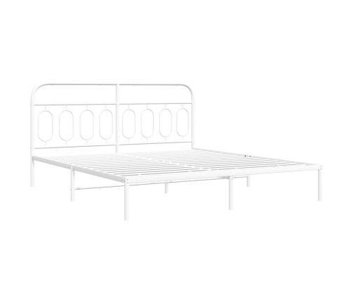 Estructura cama sin colchón con cabecero metal blanco 183x213cm