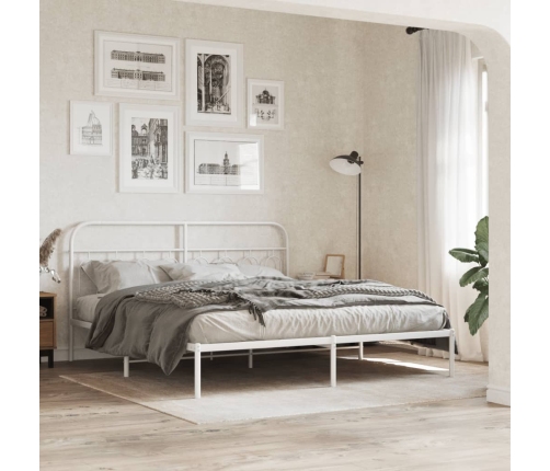 Estructura cama sin colchón con cabecero metal blanco 183x213cm