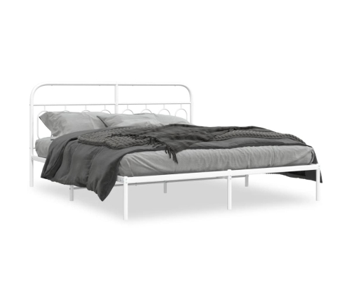 Estructura cama sin colchón con cabecero metal blanco 183x213cm