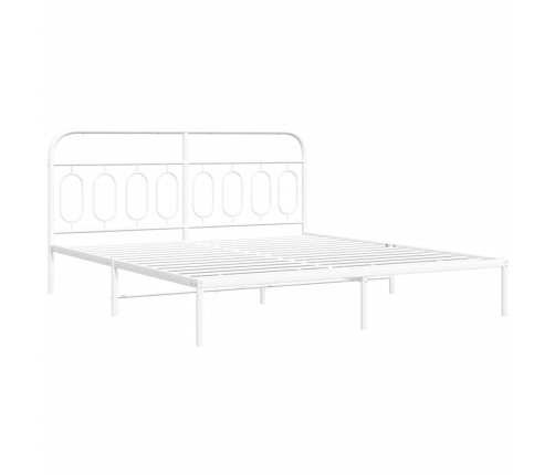 Estructura cama sin colchón con cabecero metal blanco 193x203cm