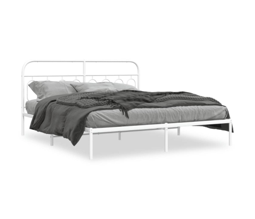 Estructura cama sin colchón con cabecero metal blanco 193x203cm