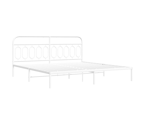 Estructura cama sin colchón con cabecero metal blanco 200x200cm