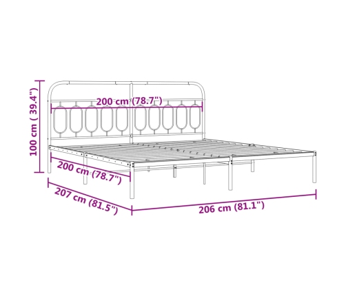 Estructura cama sin colchón con cabecero metal blanco 200x200cm