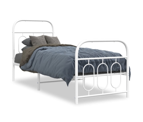 Estructura cama sin colchón con estribo metal blanco 75x190 cm