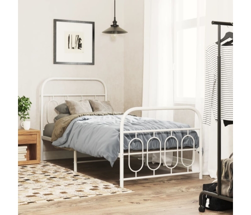 Estructura cama sin colchón con estribo metal blanco 90x190 cm