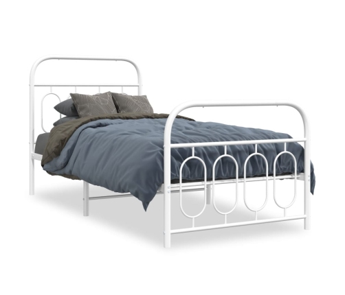 Estructura cama sin colchón con estribo metal blanco 90x190 cm
