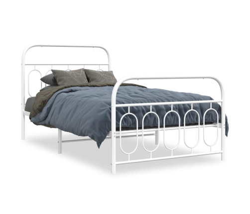 Estructura cama sin colchón con estribo metal blanco 100x190 cm