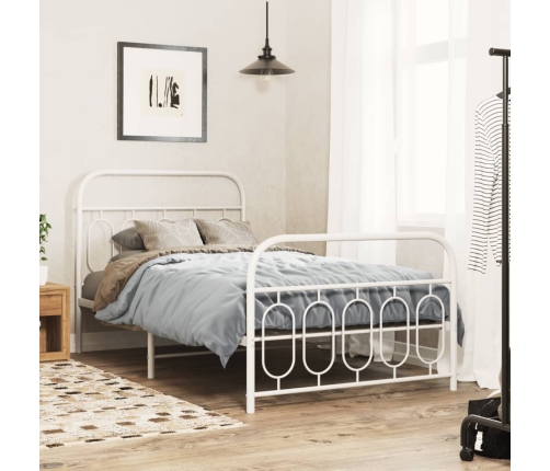 Estructura cama sin colchón con estribo metal blanco 107x203 cm