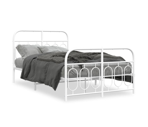 Estructura cama sin colchón con estribo metal blanco 120x190 cm