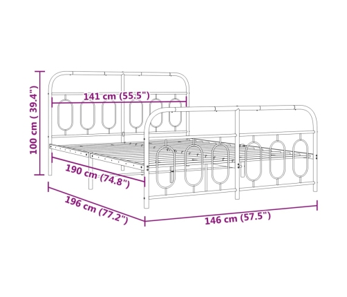 Estructura cama sin colchón con estribo metal blanco 140x190 cm