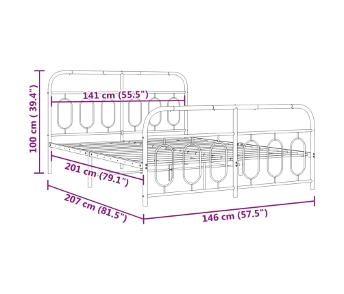 Estructura cama sin colchón con estribo metal blanco 140x200 cm