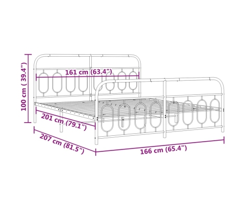 Estructura cama sin colchón con estribo metal blanco 160x200 cm