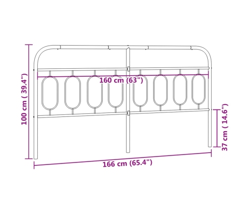 Cabecero de metal blanco 160 cm