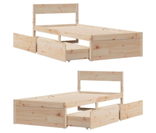Estructura de cama sin colchón madera maciza de pino 100x200 cm