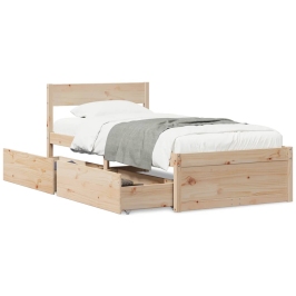 Estructura de cama sin colchón madera maciza de pino 100x200 cm