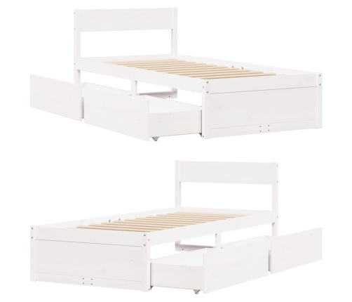 Estructura de cama sin colchón madera de pino blanca 90x200 cm