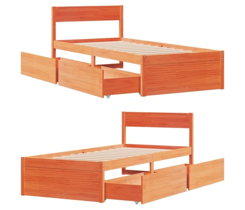 Estructura de cama sin colchón madera de pino marrón 90x200 cm