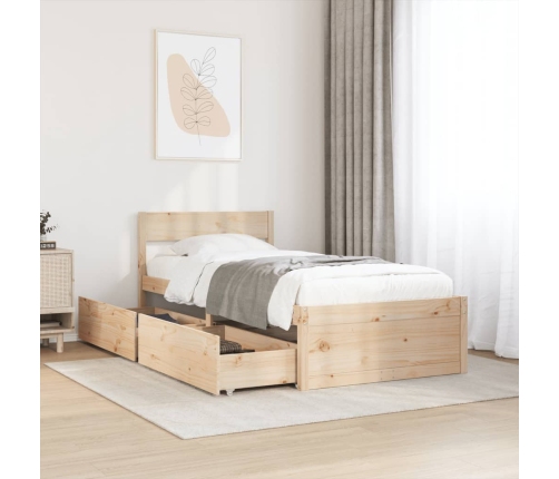 Estructura de cama sin colchón madera maciza de pino 90x190 cm