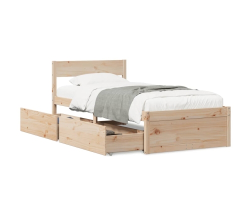 Estructura de cama sin colchón madera maciza de pino 90x190 cm