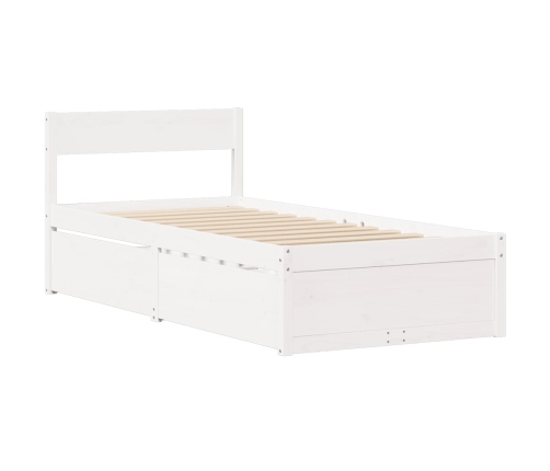 Estructura de cama sin colchón madera maciza blanca 90x190 cm