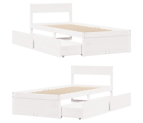 Estructura de cama sin colchón madera maciza blanca 90x190 cm