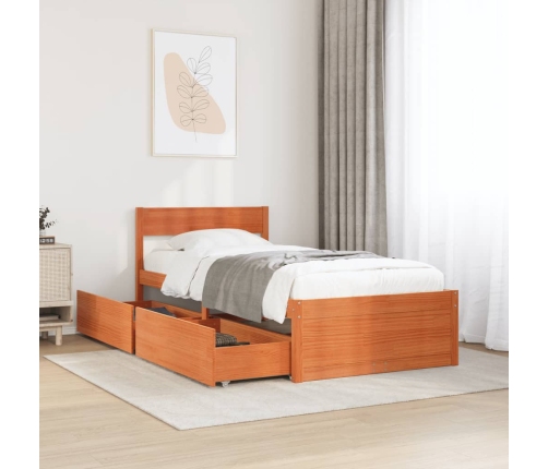 Estructura de cama sin colchón madera maciza marrón 90x190 cm