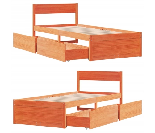 Estructura de cama sin colchón madera maciza marrón 90x190 cm