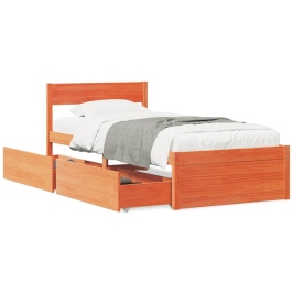 Estructura de cama sin colchón madera maciza marrón 90x190 cm