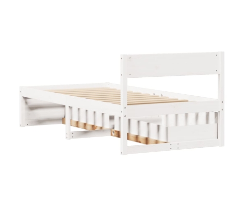 Estructura de cama sin colchón madera maciza blanca 75x190 cm