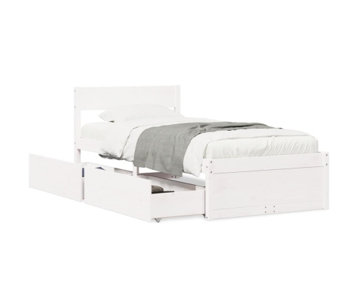 Estructura de cama sin colchón madera maciza blanca 75x190 cm