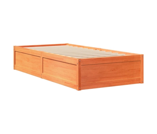 Cama sin colchón madera maciza de pino marrón cera 100x200 cm