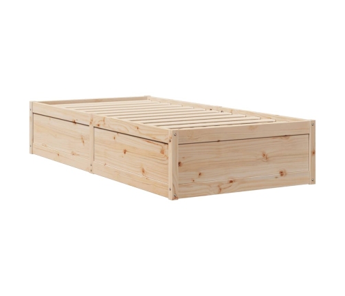 Estructura de cama sin colchón madera maciza de pino 90x200 cm