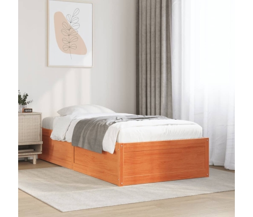 Estructura de cama sin colchón madera de pino marrón 90x200 cm