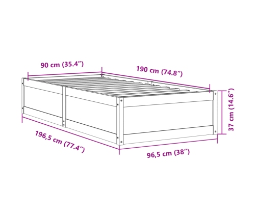 vidaXL Estructura de cama sin colchón madera maciza blanca 90x190 cm