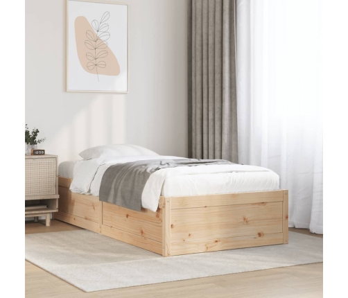 Estructura de cama sin colchón madera maciza pino 75x190 cm