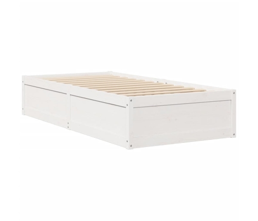 Estructura de cama sin colchón madera maciza blanca 75x190 cm
