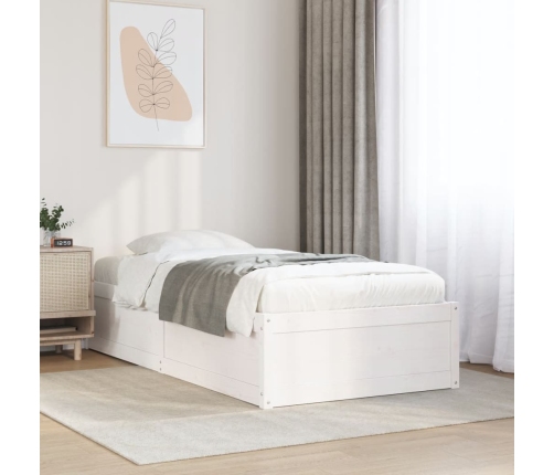 Estructura de cama sin colchón madera maciza blanca 75x190 cm