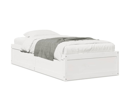 Estructura de cama sin colchón madera maciza blanca 75x190 cm