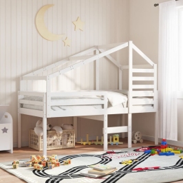 Techo de cama infantil madera maciza pino blanco 198x87x113 cm