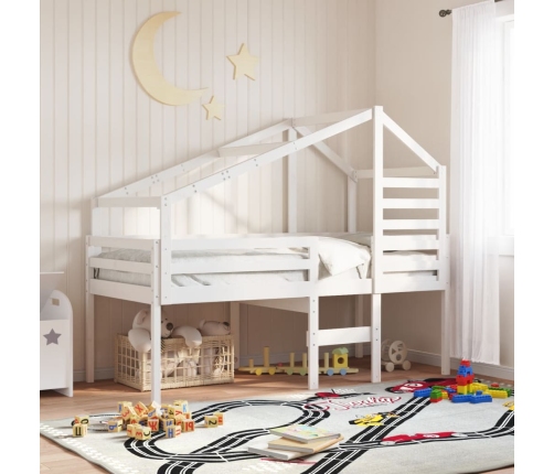 Techo de cama infantil madera maciza pino blanco 198x87x113 cm