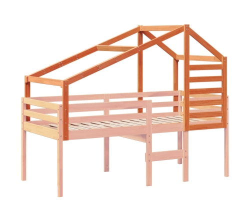 Techo de cama infantil madera maciza pino marrón 198x87x113 cm