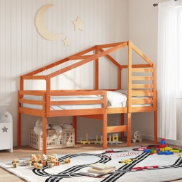 Techo de cama infantil madera maciza pino marrón 198x87x113 cm