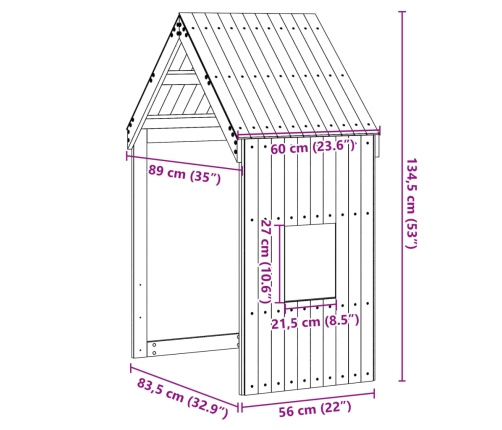 Techo de cama infantil madera maciza pino 60x89x134,5 cm