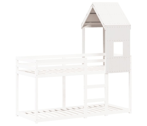 Techo de cama infantil madera maciza pino blanco 60x89x134,5 cm