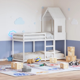 Techo de cama infantil madera maciza pino blanco 60x89x134,5 cm