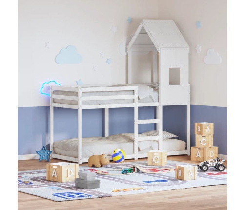 Techo de cama infantil madera maciza pino blanco 60x89x134,5 cm