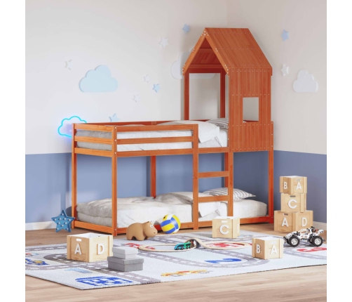 Techo de cama infantil madera maciza pino marrón 60x89x134,5 cm