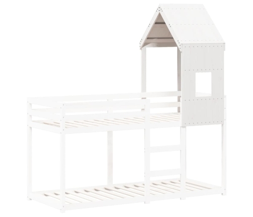 Techo de cama infantil madera maciza pino blanco 60x99x139,5 cm