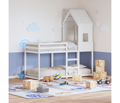 Techo de cama infantil madera maciza pino blanco 60x99x139,5 cm